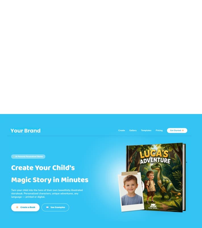Blue hero landing page mockup